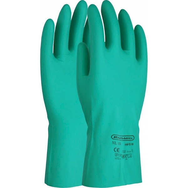Chemical Resistant Reusable Green Nitrile Gloves Size 9