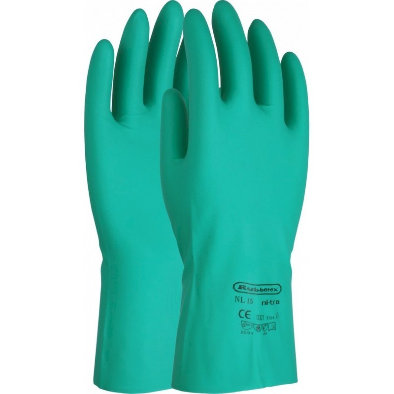 Chemical Resistant Reusable Green Nitrile Gloves Size 9 - Image