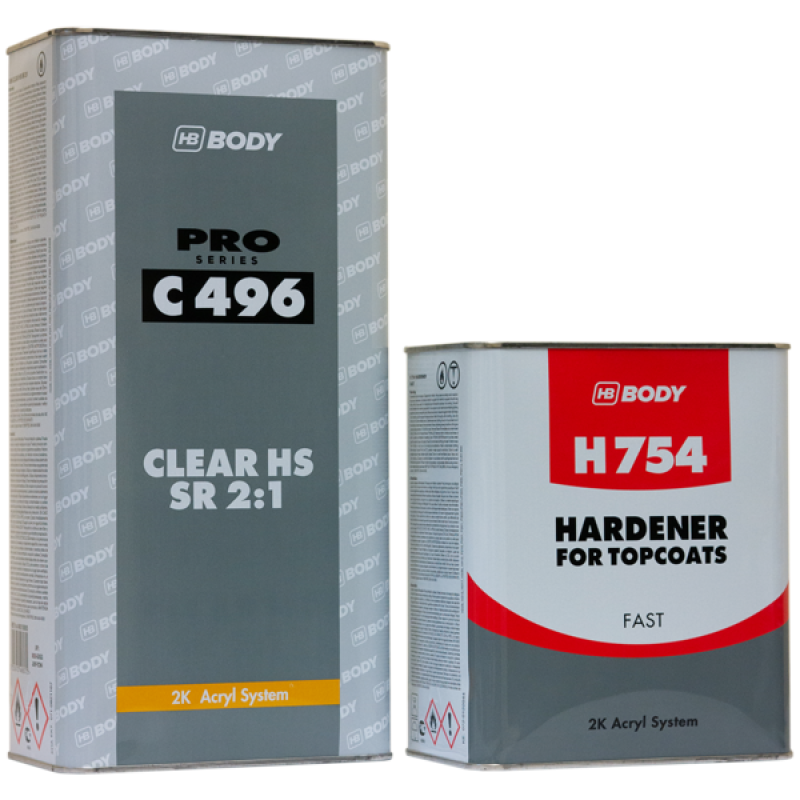 HB Body 496 Autoclear HS 2:1 Kit Inc. 754 Fast Hardener 7.5L - Image 1