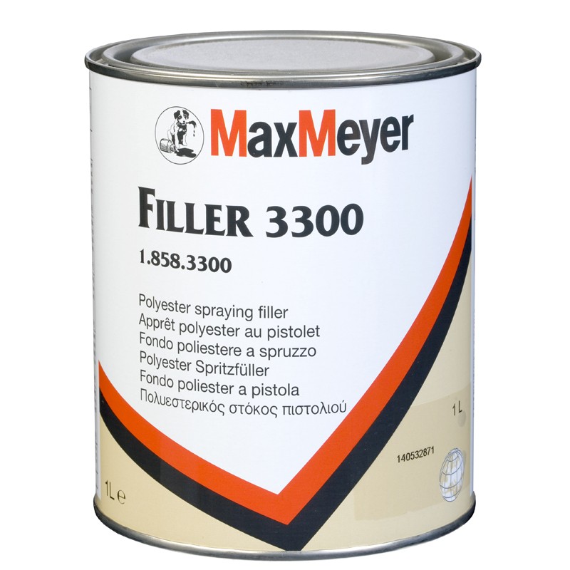 Max Meyer 3300 Plastomax Spray Filler (inc. Hardener) 1L - Image