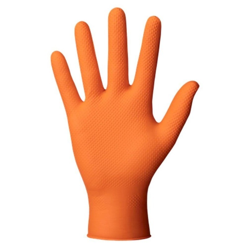 Orange Heavy Duty Nitrile Gloves (x100)