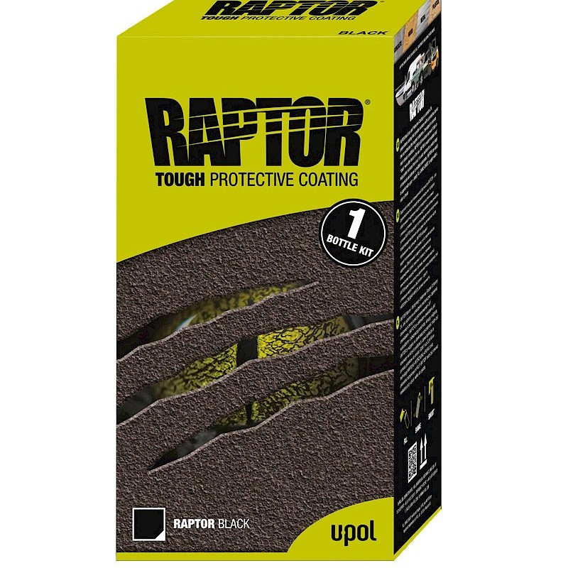 U-Pol Raptor Black 1L Kit (1x 750ml + 1x 240ml Hardener) - Image 1