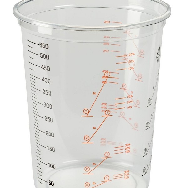 600ml Polypropylene Plastic Paint Measuring Cups (x50)