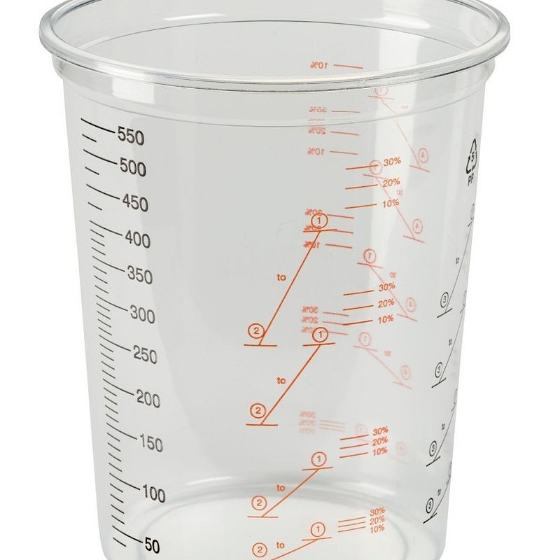 600ml Polypropylene Plastic Paint Measuring Cups (x50) - Image