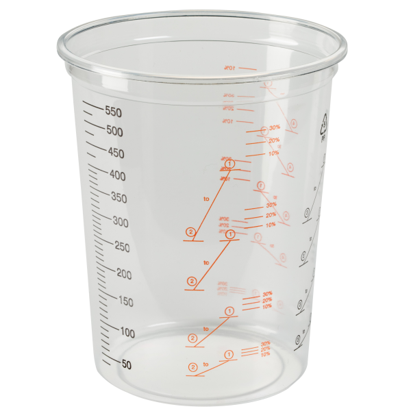 600ml Polypropylene Plastic Paint Measuring Cups (x50)