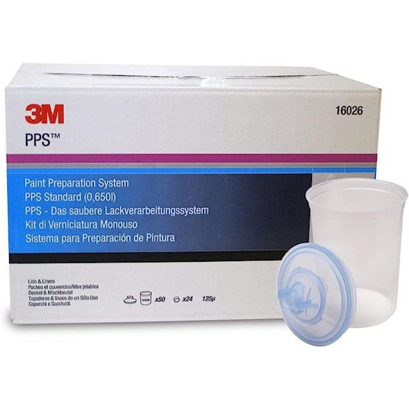 3M PPS 650ml 125Micron Standard (x50 Lids & Liners) - Image