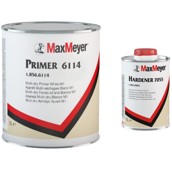 Max Meyer 6114 Multi-Dry Primer Grey M4 Refill Kit With 7055 Hardener 4L