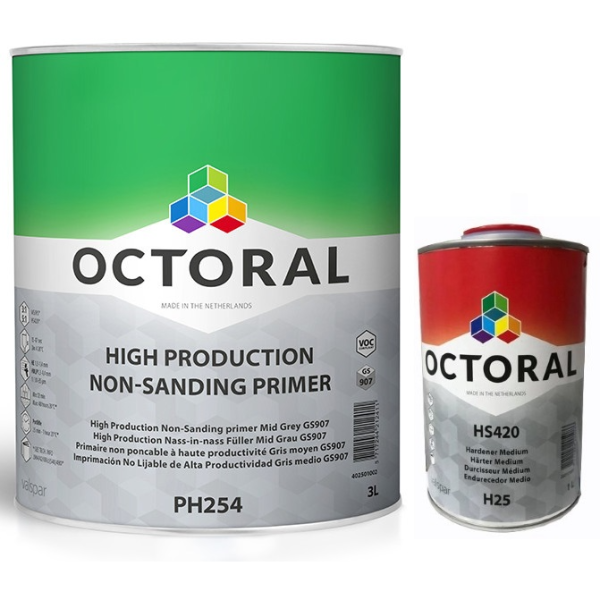 Octoral PH254 Grey Non Sanding Primer Kit With H25 Hardener 4L