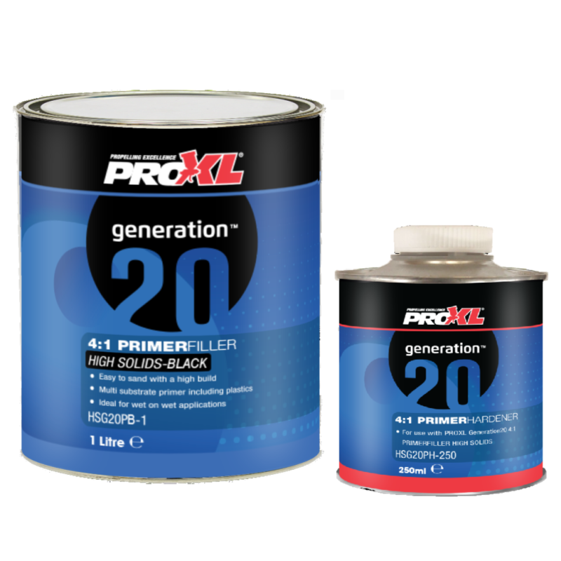 Pro XL 4:1 High Build 2K Primer Filler Kit Black 1.25L - Image 1