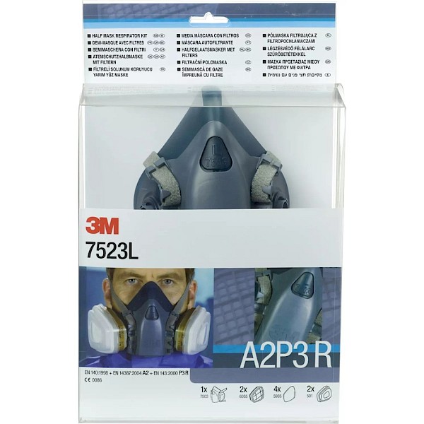 3M Half Mask Respirator Kit Large A2P3 R Filter 7523L - Image 4
