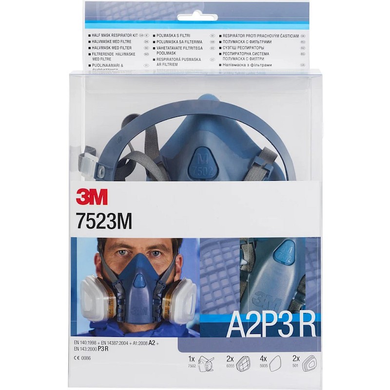 3M Half Mask Respirator Kit Medium A2P3 R Filter 7523M - Image 4